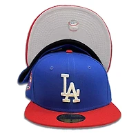 Los Angeles Dodgers Royal Red 2020 Champs Patch Grey UV 59FIFTY Fitted Hat