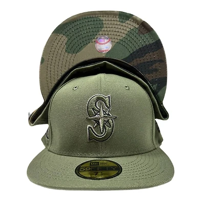 Seattle Mariners Camo Green 40th Anniversary Patch Pattern UV 59FIFTY Fitted Hat