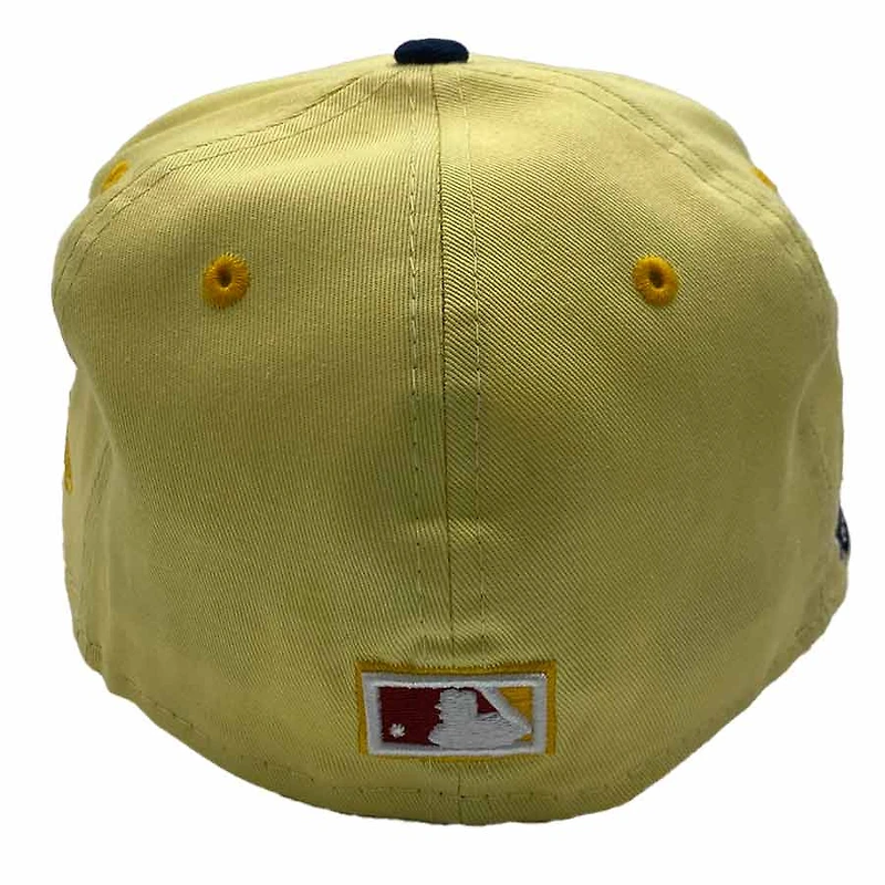 Chicago Cubs Soft Yellow Cardinal Sculpture Art Color 100 Years Wrigley Field Patch Peach UV New Era 59Fifty Fitted Hat