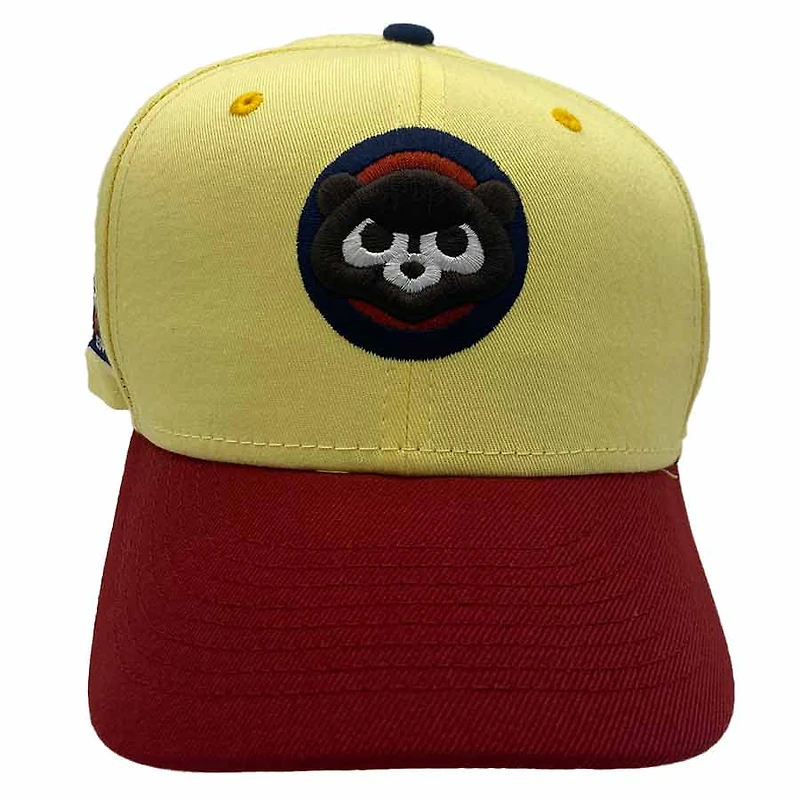 Chicago Cubs Soft Yellow Cardinal Sculpture Art Color 100 Years Wrigley Field Patch Peach UV New Era 59Fifty Fitted Hat