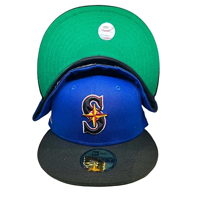 Seattle Mariners Two Tone Royal Black 30th Anniversary Patch Green UV 59FIFTY Fitted Hat