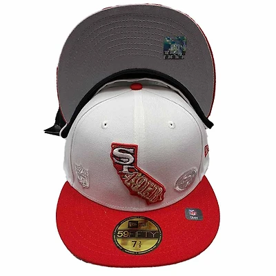 San Francisco 49ers White Red Two Tone State Pride Crown Gray UV 59FIFTY Fitted Hat