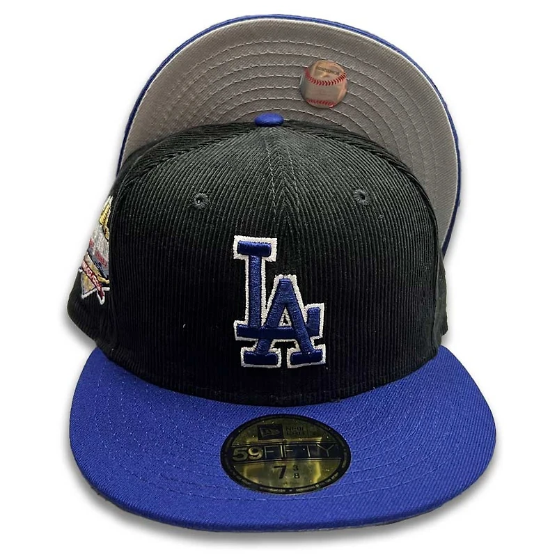 Los Angeles Dodgers Black Corduroy Two Tone Royal Blue 40th Patch Gray UV 59FIFTY Fitted Hat