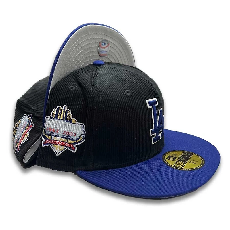Los Angeles Dodgers Black Corduroy Two Tone Royal Blue 40th Patch Gray UV 59FIFTY Fitted Hat