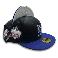 Los Angeles Dodgers Black Corduroy Two Tone Royal Blue 40th Patch Gray UV 59FIFTY Fitted Hat