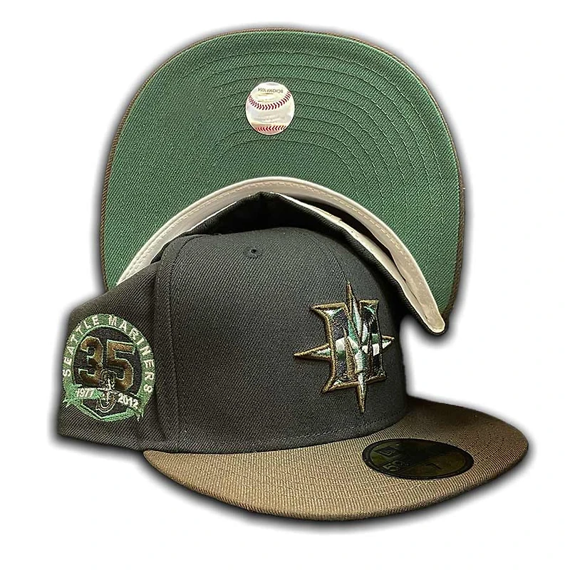 Seattle Mariners Black Walnut Two Tone 35th Patch Green UV 59FIFTY Fitted Hat