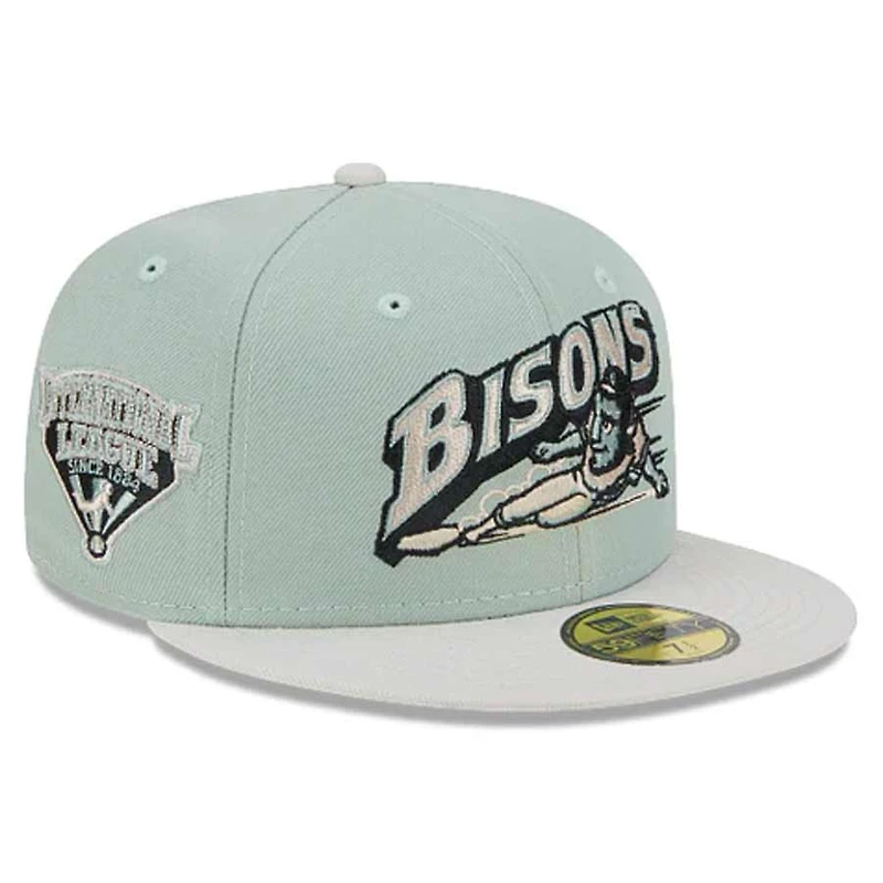 Buffalo Bisons Green Hometown Roots International League Patch Gray UV 59FIFTY Fitted Hat