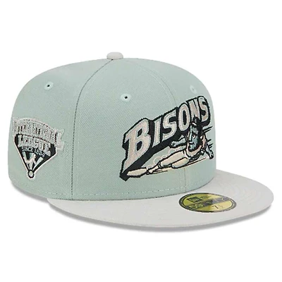 Buffalo Bisons Green Hometown Roots International League Patch Gray UV 59FIFTY Fitted Hat