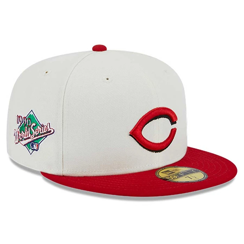 Cincinnati Reds Chrome Retro MLB Throwback 1990 WS Patch Gray UV 59FIFTY Fitted Hat
