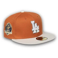 Los Angeles Dodgers Orange & Stone Two Tone 60th Anniversary Patch Gray UV 59FIFTY Fitted Hat