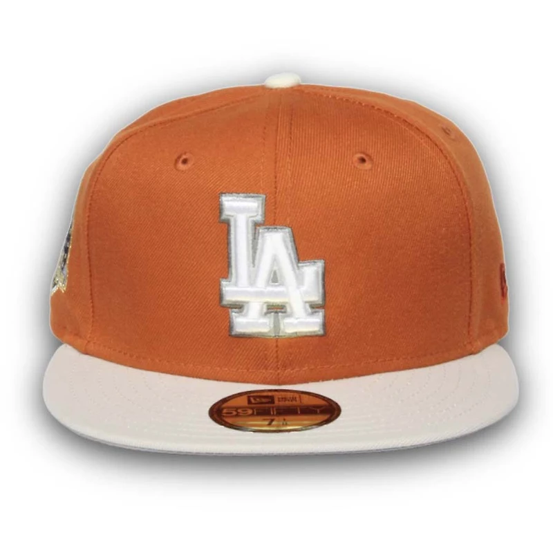 Los Angeles Dodgers Orange & Stone Two Tone 60th Anniversary Patch Gray UV 59FIFTY Fitted Hat