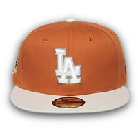 Los Angeles Dodgers Orange & Stone Two Tone 60th Anniversary Patch Gray UV 59FIFTY Fitted Hat