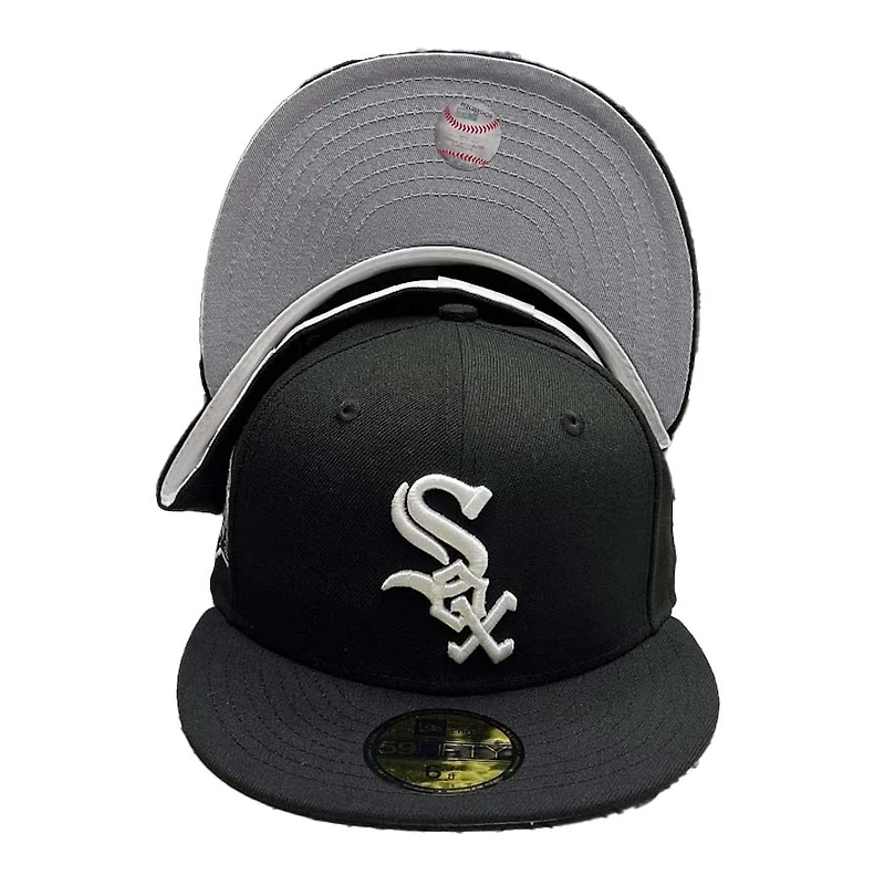 Chicago White Sox Black Script Comiskey Park Patch Gray UV 59FIFTY Fitted Hat
