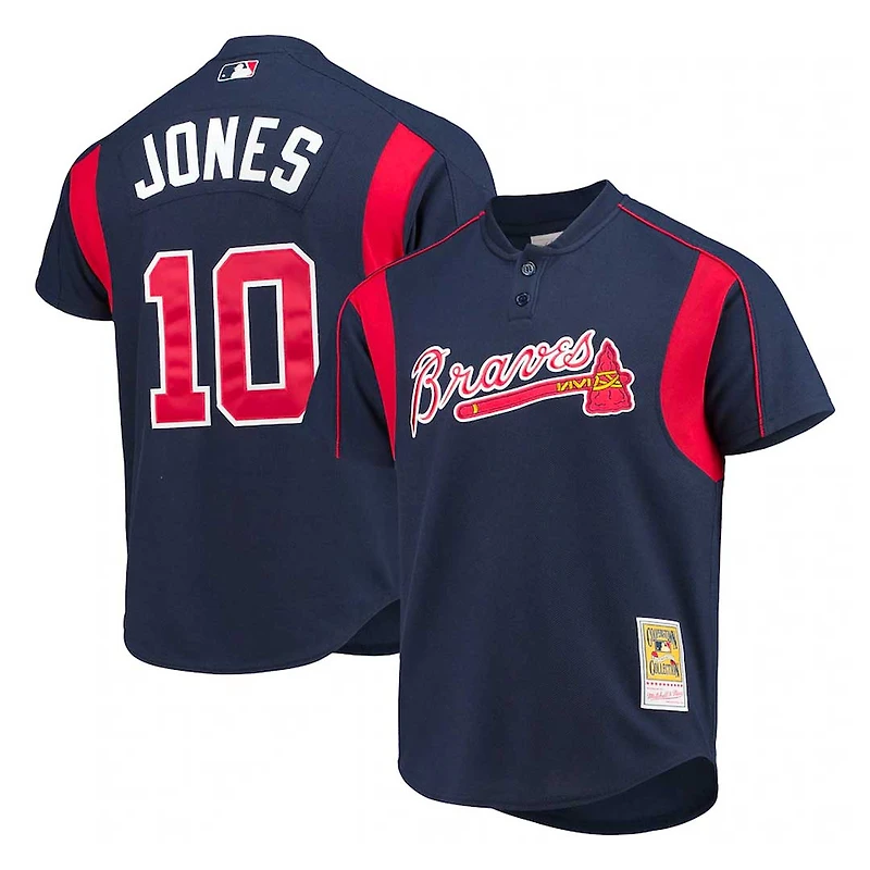 Atlanta Braves Chipper Jones Mitchell & Ness Navy Cooperstown Collection Mesh Batting Practice Jersey