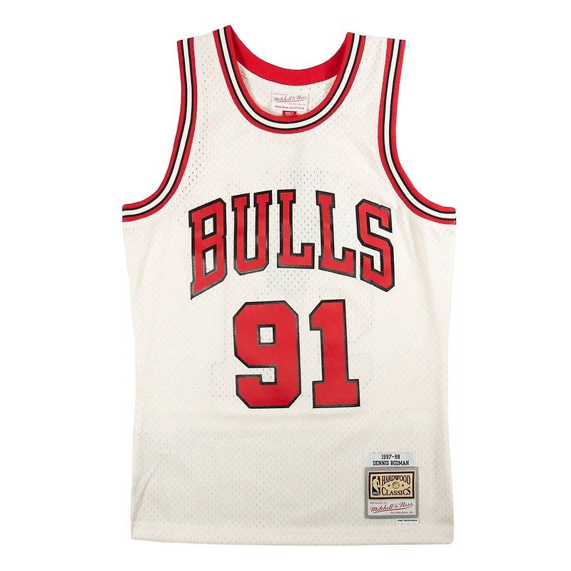 Chicago Bulls Dennis Rodman Cream Mitchell & Ness 1997-1998 Hardwood Classics Swingman Jersey