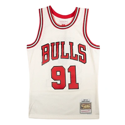 Chicago Bulls Dennis Rodman Cream Mitchell & Ness 1997-1998 Hardwood Classics Swingman Jersey