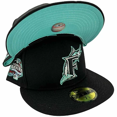 Florida Marlins Black Custom Mint Side Patch New Era 59FIFTY Fitted Hat
