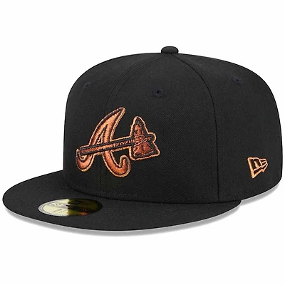 Atlanta Braves Black Orange Metallic Pop New Era 59FIFTY Fitted Hat