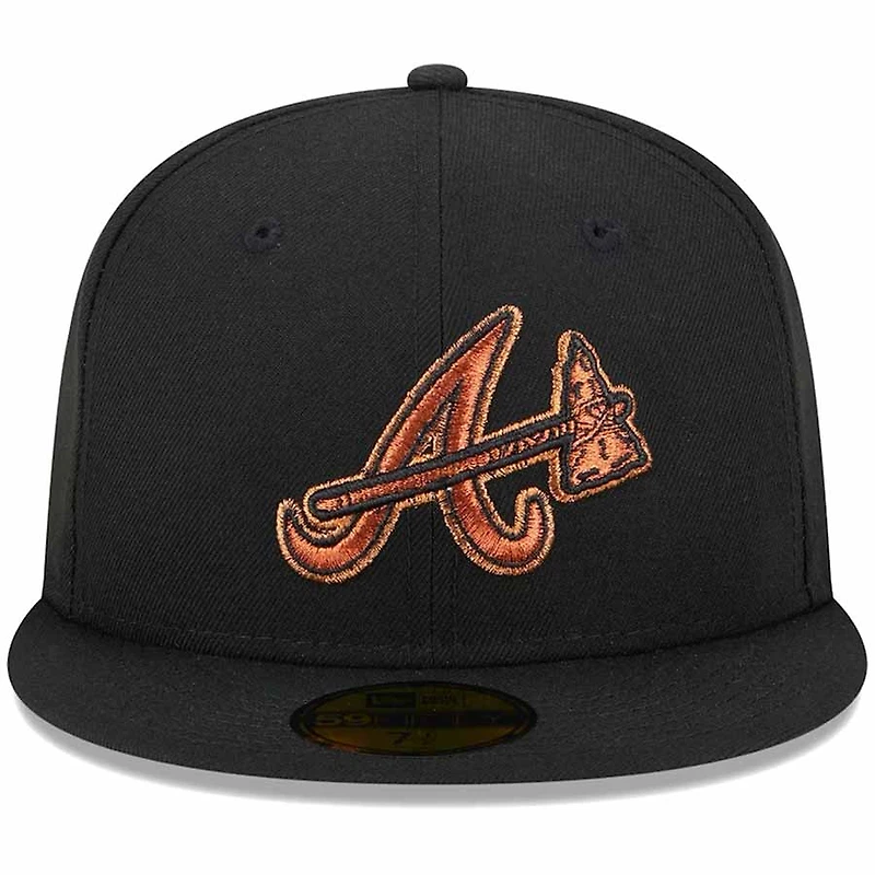 Atlanta Braves Black Orange Metallic Pop New Era 59FIFTY Fitted Hat