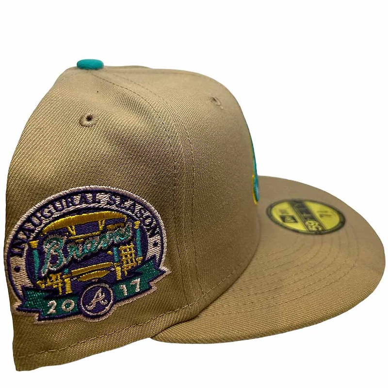 Atlanta Braves Tan 2019 Inaugural Season Patch Pink UV 59FIFTY Fitted Hat