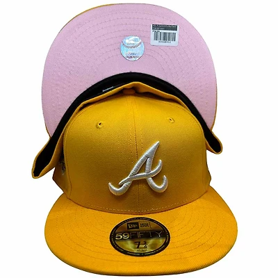 Atlanta Braves Yellow 1995 World Series Patch Pink UV 59FIFTY Fitted Hat