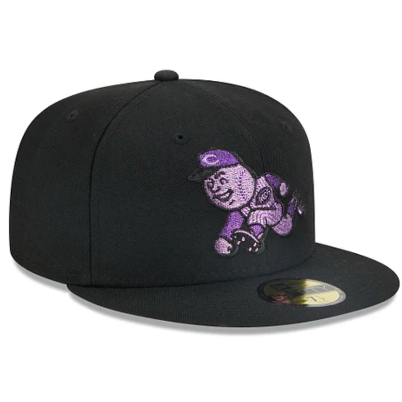 Cincinnati Reds Black Purple Metallic Pop New Era 59FIFTY Fitted Hat
