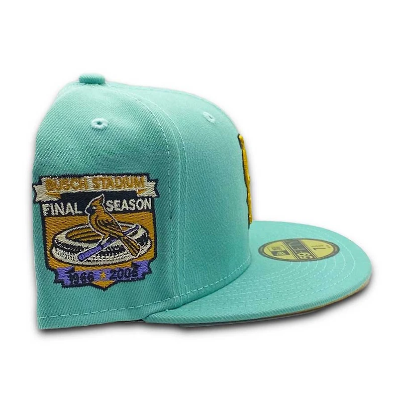 St. Louis Cardinals Easter Mint Green Busch Stadium Patch Peach UV New Era 59FIFTY Fitted Hat