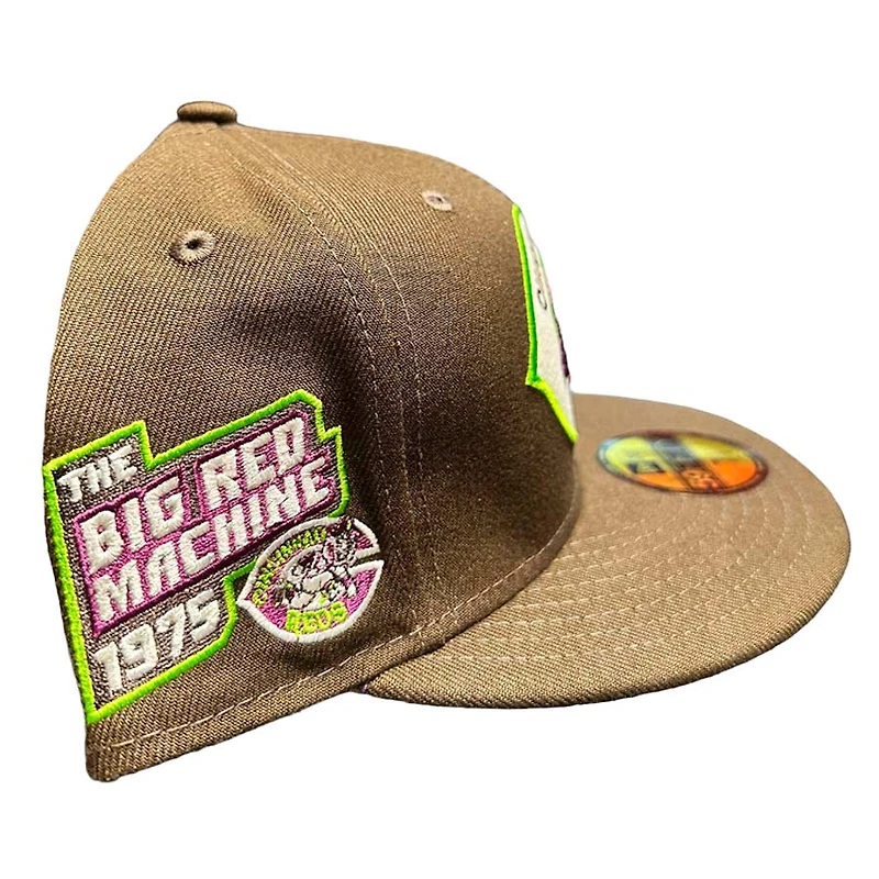 Cincinnati Reds Brown Pro Image Exclusive 1975 Patch Tan Suede Sweatband Purple UV Annual Clearance 59FIFTY Fitted Hat