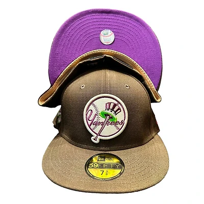 New York Yankees Brown Pro Image Exclusive 1996 WS Patch Tan Suede Sweatband Purple UV 59FIFTY Fitted Hat