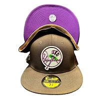 New York Yankees Brown Pro Image Exclusive 1996 WS Patch Tan Suede Sweatband Purple UV 59FIFTY Fitted Hat