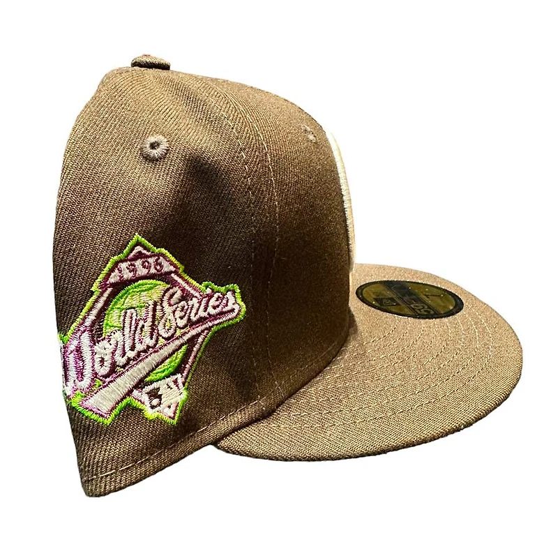 New York Yankees Brown Pro Image Exclusive 1996 WS Patch Tan Suede Sweatband Purple UV 59FIFTY Fitted Hat