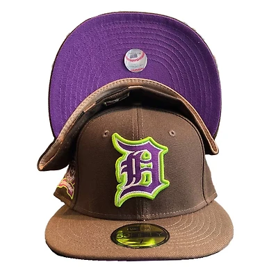 Detroit Tigers Brown Pro Image Exclusive 50th Aniv Patch Tan Suede Sweatband Purple UV 59FIFTY Fitted Hat