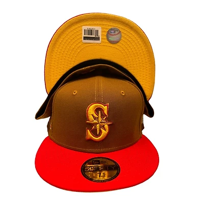 Seattle Mariners Toasted Peanut Two Tone 20th Anniversary Patch Yellow UV New Era 59FIFTY Fitted Hat