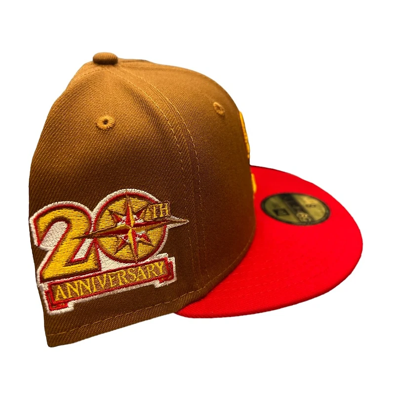Seattle Mariners Toasted Peanut Two Tone 20th Anniversary Patch Yellow UV New Era 59FIFTY Fitted Hat