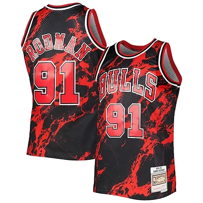 Chicago Bulls Dennis Rodman Mitchell & Ness 1995-96 Hardwood Classics Marble Swingman Jersey