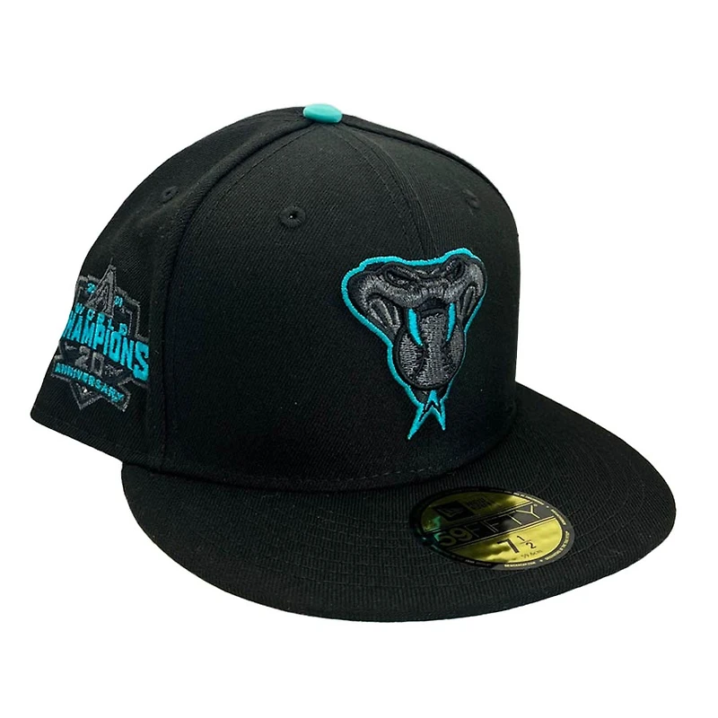 Arizona Diamondbacks Black Pro Image Exclusive 20th Aniv Patch Teal Satin UV 59FIFTY Fitted Hat