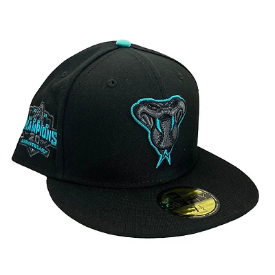 Arizona Diamondbacks Black Pro Image Exclusive 20th Aniv Patch Teal Satin UV 59FIFTY Fitted Hat