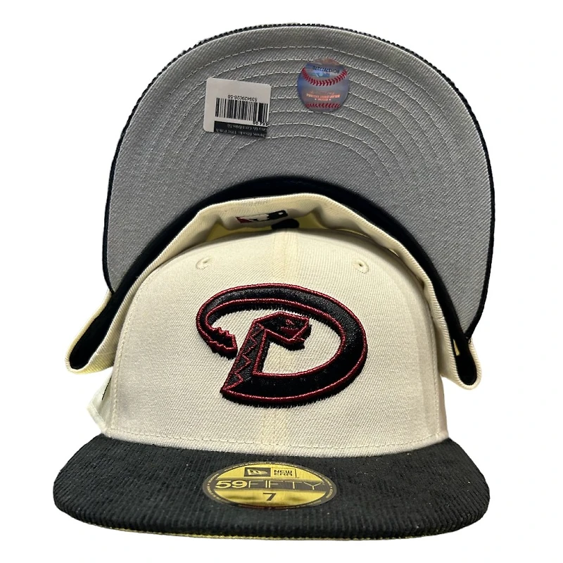 Arizona Diamondbacks Chrome Two Tone Corduroy Bill 1998 Inaugural Season Patch Gray UV New Era 59FIFTY Fitted Hat