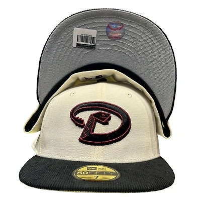 Arizona Diamondbacks Chrome Two Tone Corduroy Bill 1998 Inaugural Season Patch Gray UV New Era 59FIFTY Fitted Hat