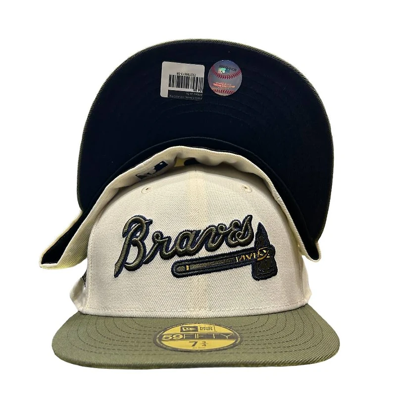 Atlanta Braves Chrome Olive Two Tone 2000 All Star Game Patch Navy UV New Era 59FIFTY Fitted Hat