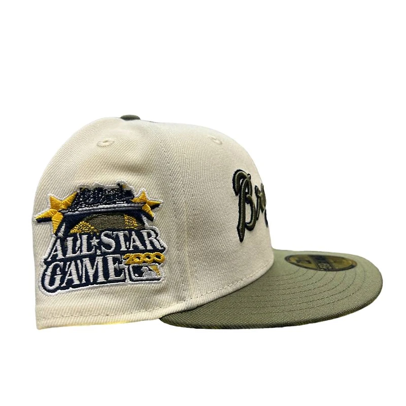 Atlanta Braves Chrome Olive Two Tone 2000 All Star Game Patch Navy UV New Era 59FIFTY Fitted Hat