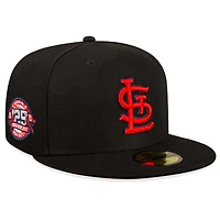 St. Louis Cardinals Black Metallic Logo 125th Patch Green UV 59FIFTY Fitted Hat