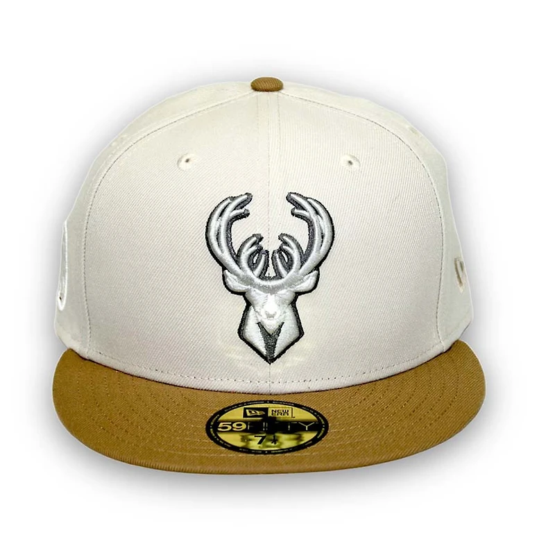 Milwaukee Bucks Stone Two Tone Agave Pack NBA Patch Gray UV 59FIFTY Fitted Hat