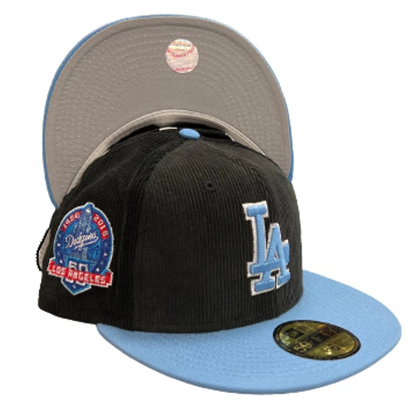 Los Angeles Dodgers Black Ice Corduroy 60th Anniversary Side Patch Gray UV 59FIFTY Fitted Hat