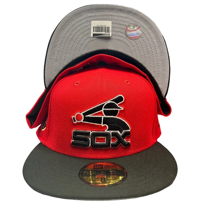 Chicago White Sox Red Brimmy Pack 75 Years Side Patch Gray UV New Era 59FIFTY Fitted Hat