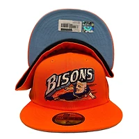 Buffalo Bisons Orange Brimmy Pack International League Side Patch Light Blue UV New Era 59FIFTY Fitted Hat