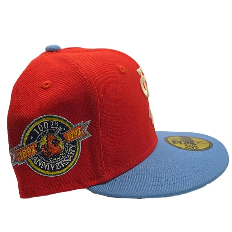 St. Louis Cardinals Red Icy Blue Two Tone 100th Anniversary Patch UV New Era 59FIFTY Fitted Hat