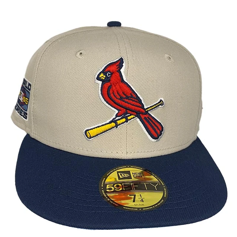 St. Louis Cardinals Cream Navy Two Tone 2006 World Series Patch Icy Blue UV New Era 59FIFTY Fitted Hat