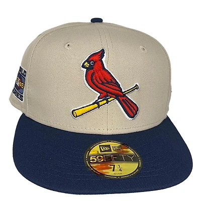 St. Louis Cardinals Cream Navy Two Tone 2006 World Series Patch Icy Blue UV New Era 59FIFTY Fitted Hat