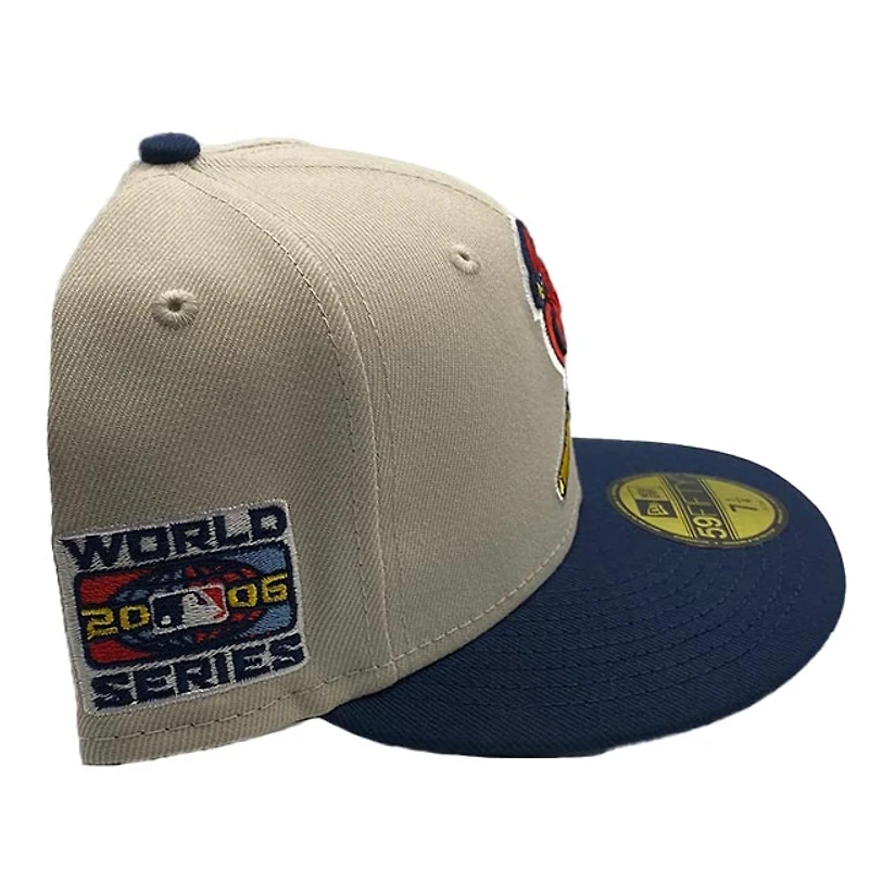 St. Louis Cardinals Cream Navy Two Tone 2006 World Series Patch Icy Blue UV New Era 59FIFTY Fitted Hat